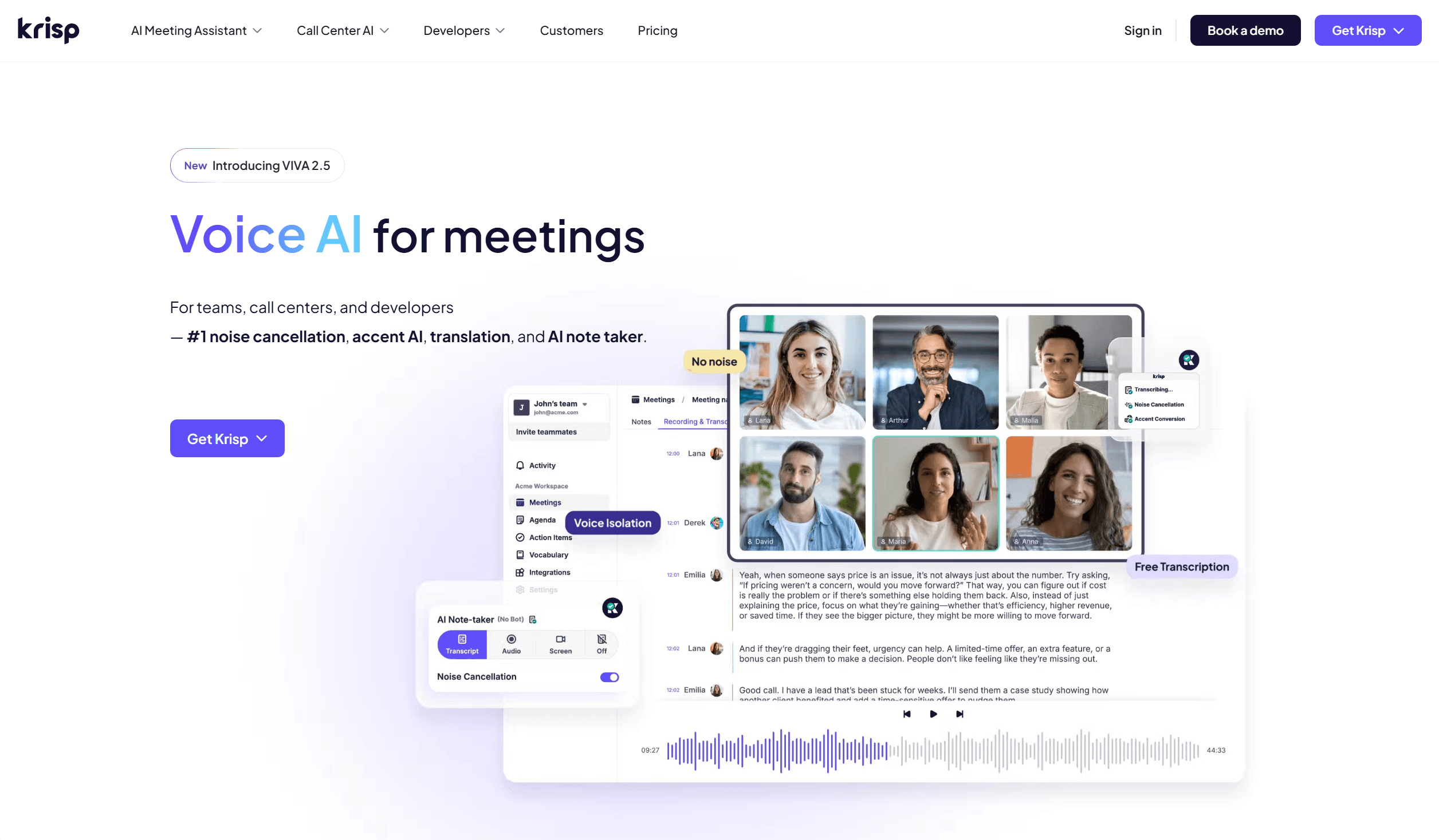 Krisp AI noise cancellation application for remote work calls