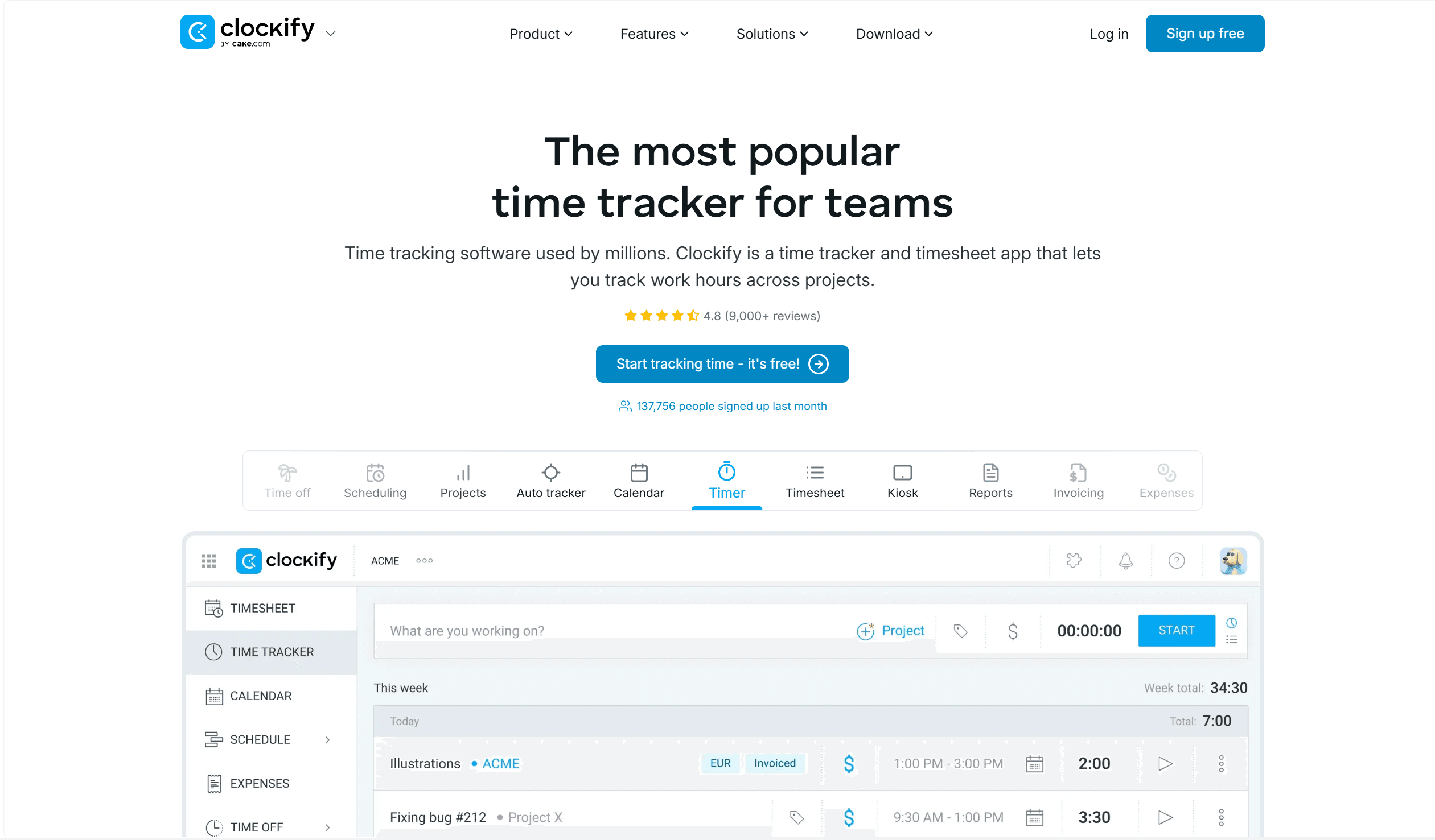 Clockify Chrome extension for tracking time on projects