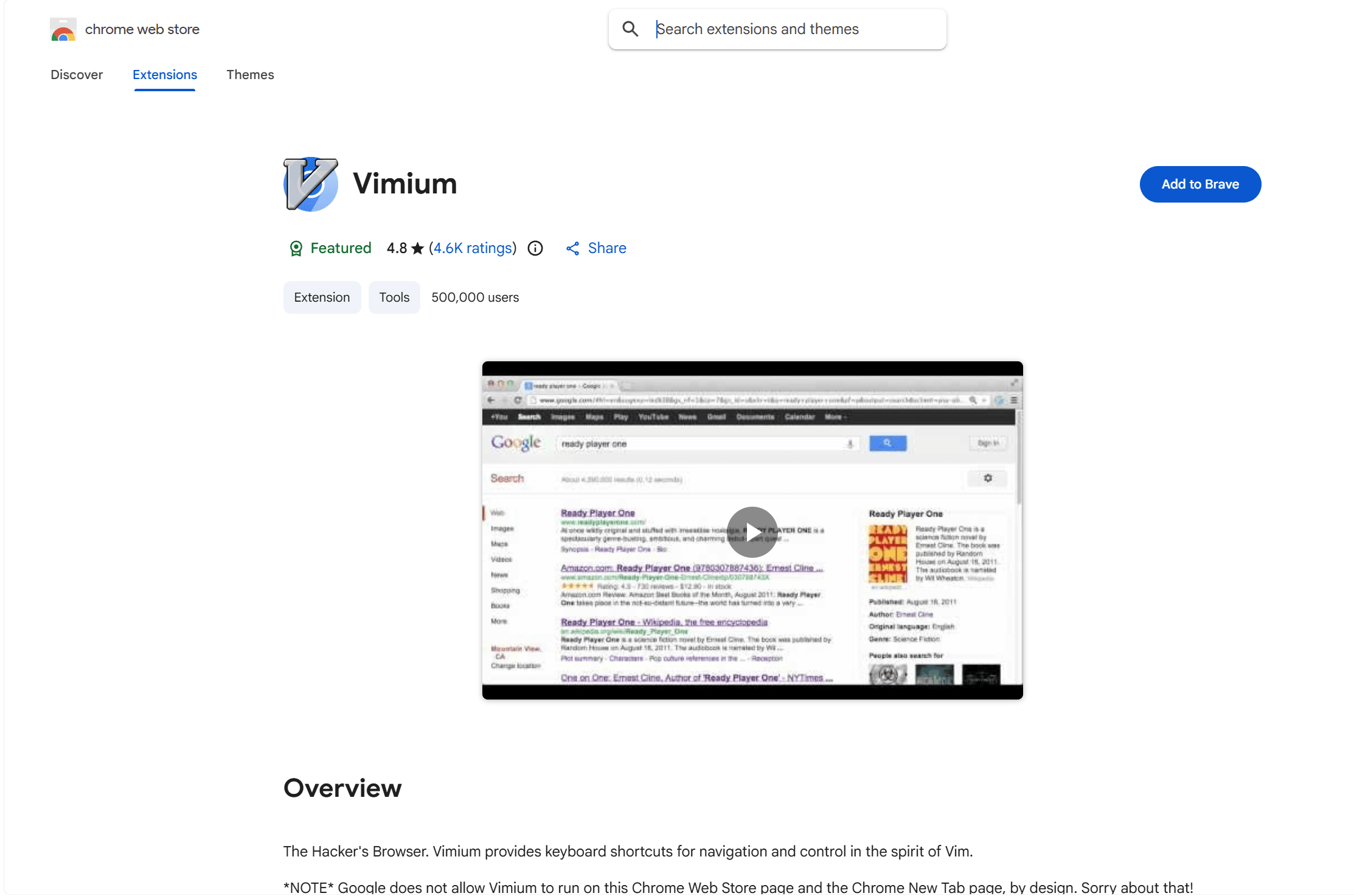 Vimium Chrome extension hint mode for keyboard navigation